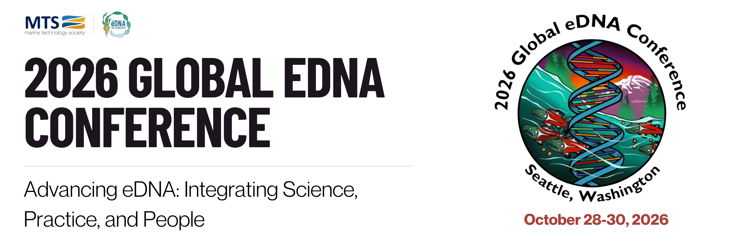 Official artwork for the 2026 Global eDNA Conference in Seattle